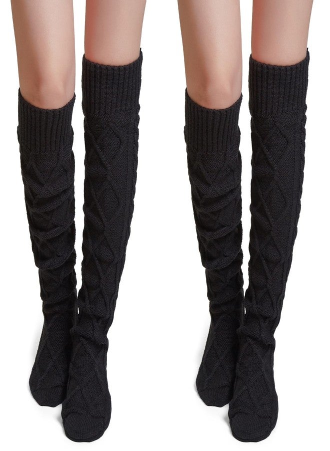 Pcavin Thigh High Socks for Women Cable Knit Over the Knee Boot Socks, Long Warm Leg Warmers Winter - Image 1